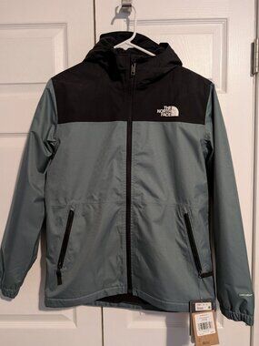 The North Face Boys' Warm Storm Rain Jacket Size 14/16 Dark Sage NWT